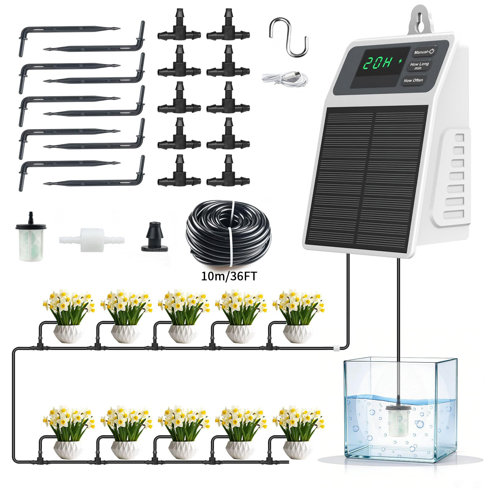 Smart Garden Tower - Upgraded Solar Drip Irrigation System Automatic